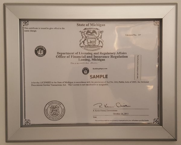 Business License Frame State Of Michigan Mi Your Official Store For Nyc Dob Signage 7696