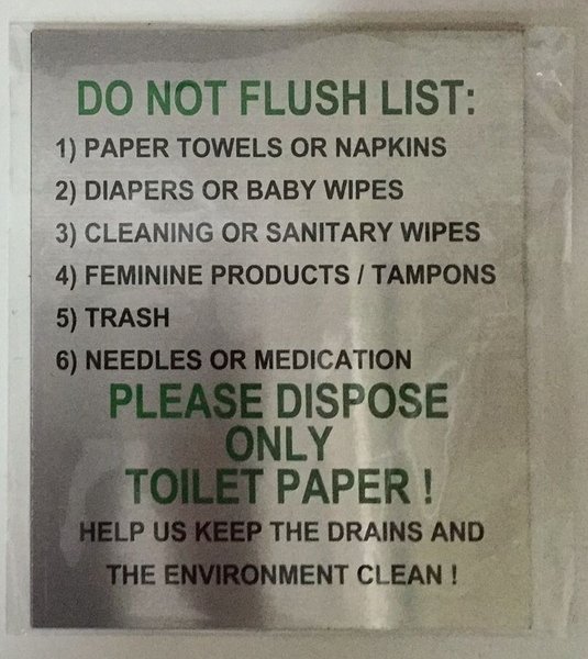 DISPOSE ONLY TOILET PAPER SIGN BRUSHED ALUMINUM (6X5) YOUR OFFICIAL