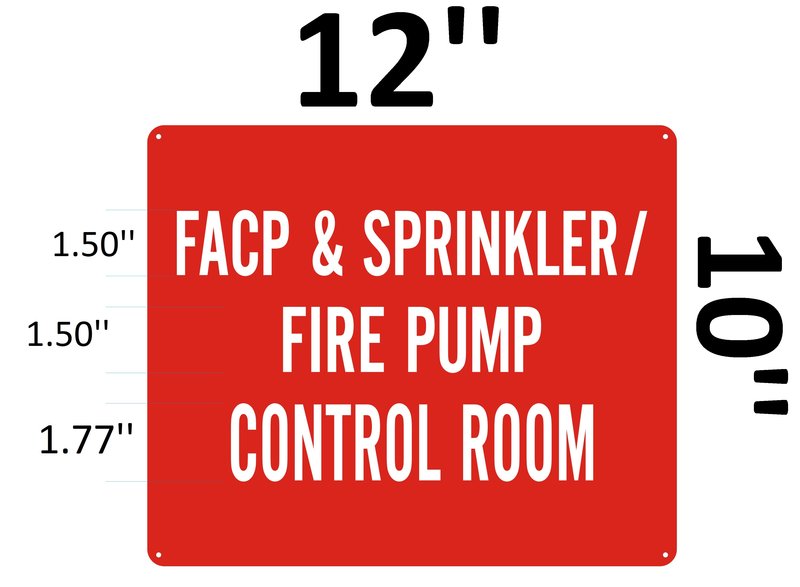 Facp Sprinkler Fire Pump Control Room Sign Reflective Aluminum Sign 10x12