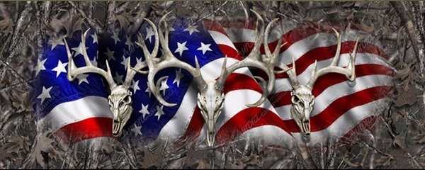 American Flag Deer Skull Hunting Camo Rear Window View Thru Decal