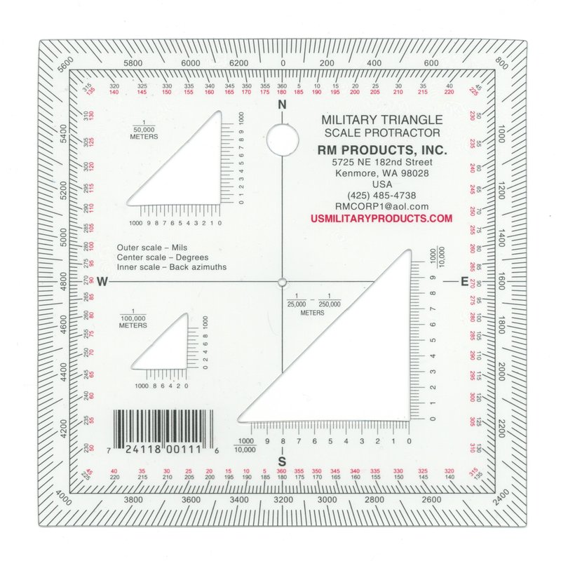 Military Coordinate Scale and Protractor