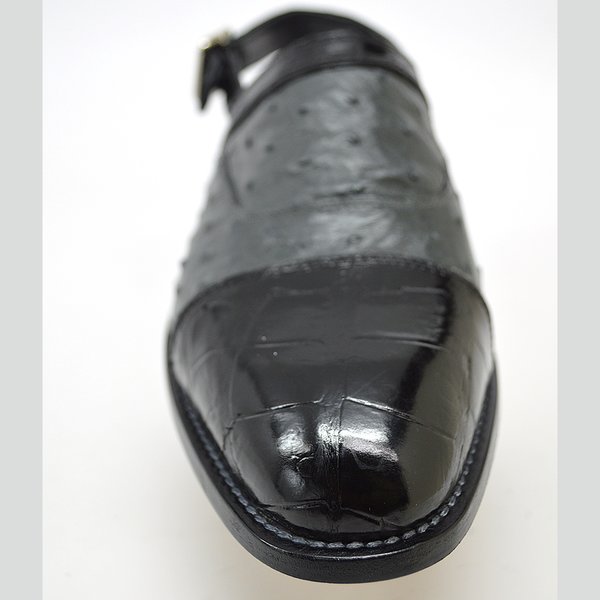 MAURI 4536 Alligator-Ostrich Black Half Shoe | Cellini Uomo Fine ...