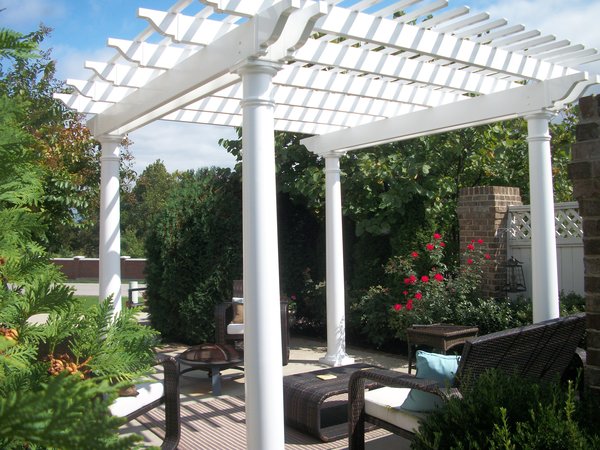 White Classic Free Standing Vinyl Pergola Kit 12' Wide x 10' Projection ...