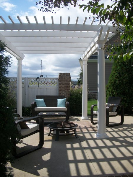 White Classic Free Standing Vinyl Pergola Kit 12' Wide x 10' Projection ...