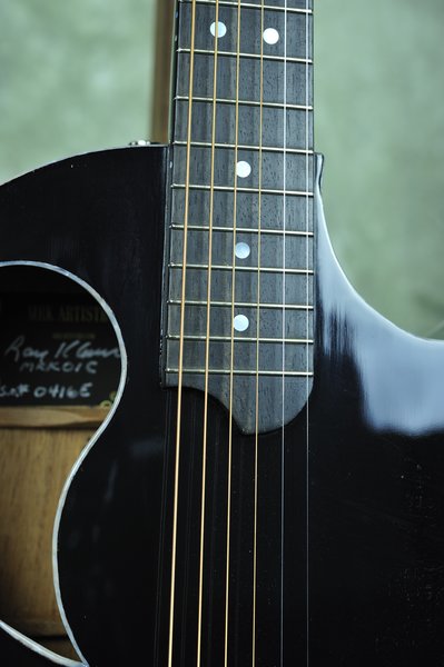 Black Acoustic Guitar With Offset Soundhole And Florentine Cutout Mrkartistry Mrk Artistry