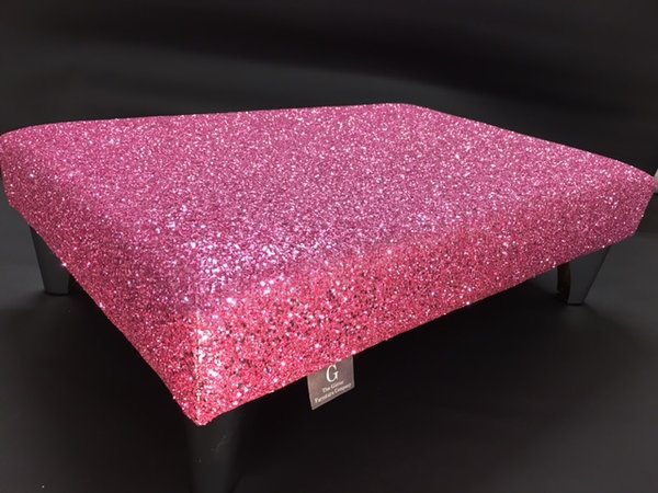 Luxury pink sparkle glitter footstool medium | The Glitter Furniture Company®