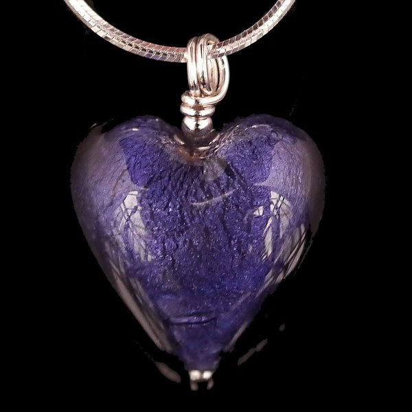purple velvet Venetian Murano glass heart