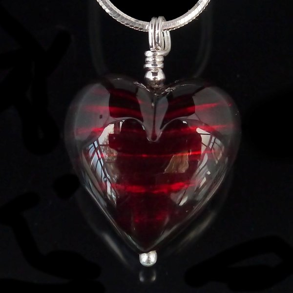 Darkest Ruby Red Murano Glass Heart Necklace