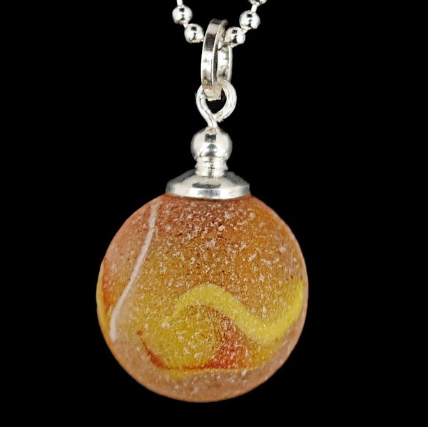 Orange Sea Glass Marble Necklace