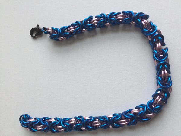 Aluminum Byzantine weave chainmail bracelet Blue and Pink | Mystic ...