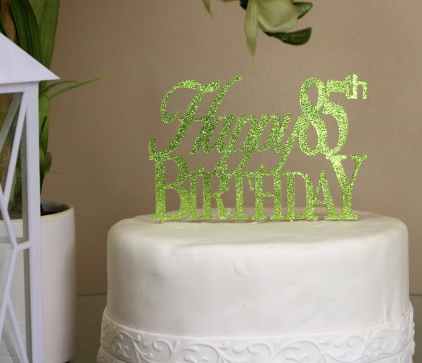 All About Details Lime Green Happy 85th Birthday Cake Topper | All
