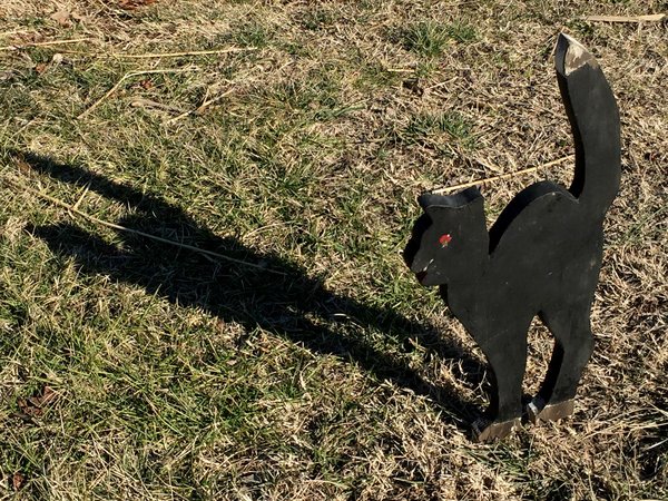 Early VTG 1940 Arching Black Cat RED EYES Halloween Decoration Wood ...