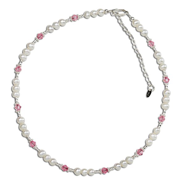 Sterling Silver Children's Pink and White Pearl Necklace for Girl ...