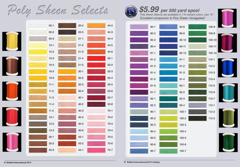 VooDoo Poly Sheen Select Color Chart | VooDoo rods - Matagi, Diamond II ...