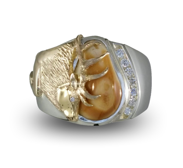 Handcrafted Elk Ivory ring customized to fit your Ivory.