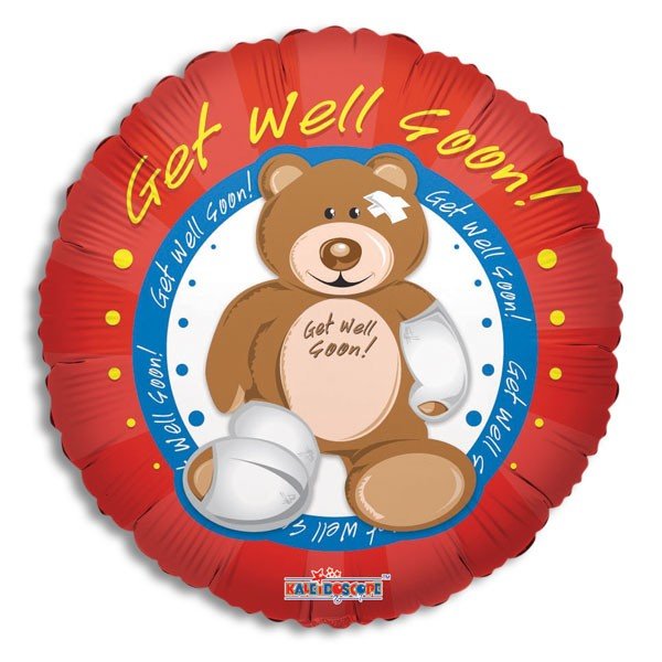 get well soon bear and balloons