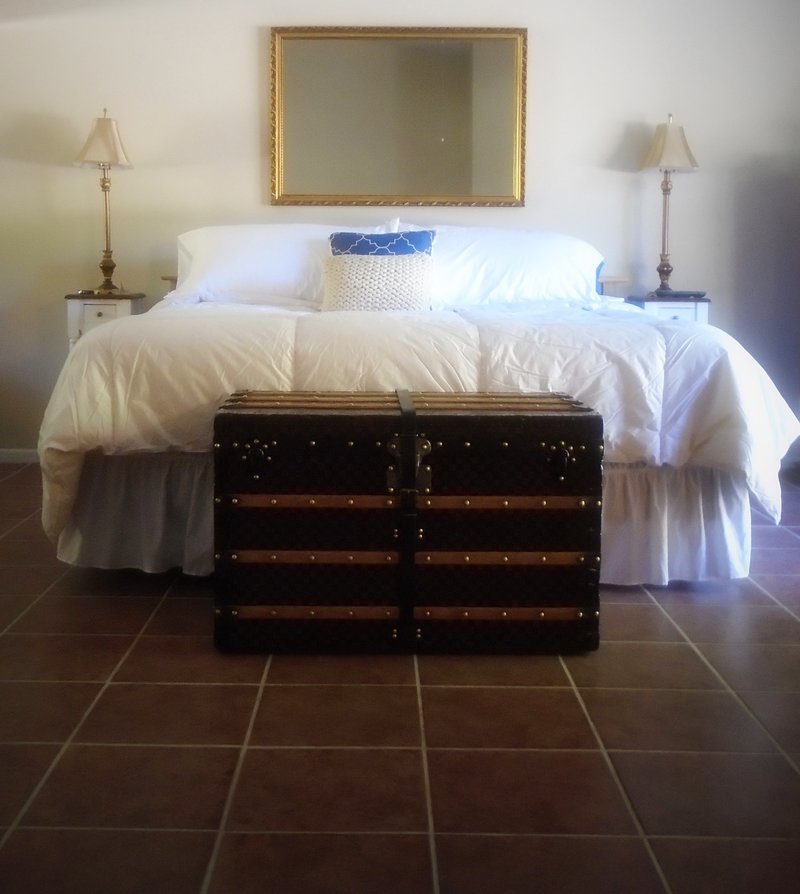 Louis Vuitton Trunk at Foot of Bed - Contemporary - Bedroom