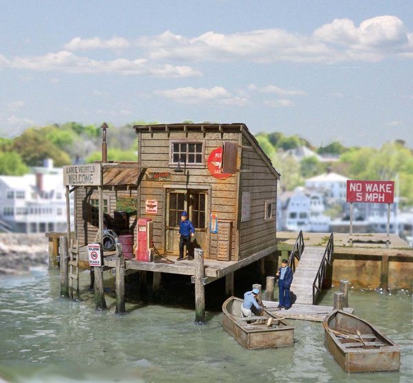 scale ho dock gas kit marshall fos models waterfront diorama boats fishing boat building kits buildings visit wood