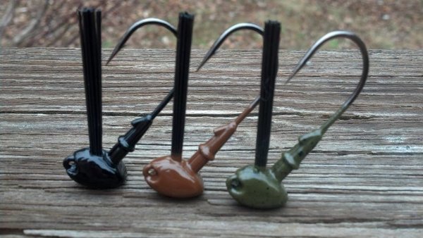 Stand Up Brush Weedless Jig Heads (Per Dozen) | Poppy's Jigs