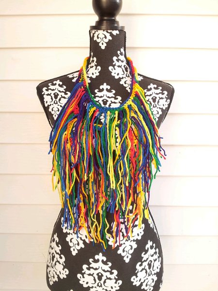 Multicolor Bohemian Fringe Necklace | Black Pearl Creations