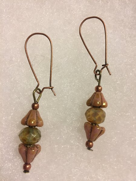 Jewelry, dangling earrings, wire earrings, unique earrings, Czech glass ...