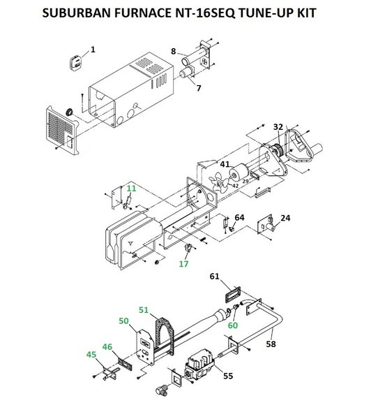 Suburban Furnace Model NT-16SEQ Parts | pdxrvwholesale suburban furnace parts diagram 
