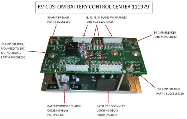 Battery Control Center, by RV Custom Products, PCB# 01033 ... fuse box winnebago 