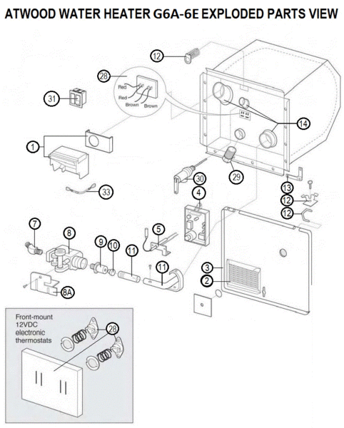 Atwood Water Heater Model G6A-6E Tune-Up Kit | pdxrvwholesale atwood water heater diagrams 