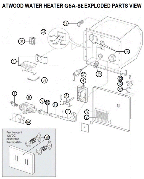 Atwood Water Heater Model G6A-8E Parts | pdxrvwholesale