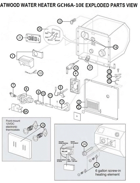 Atwood Water Heater Model GCH6A-10E Parts | pdxrvwholesale wiring atwood rv furnace thermostat 
