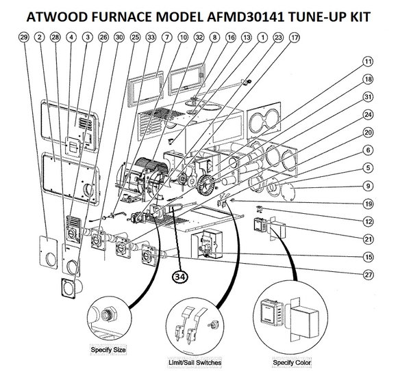 Atwood Furnace Model AFMD30141 Parts | pdxrvwholesale