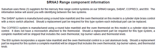 Suburban 161188 Oven Thermostat