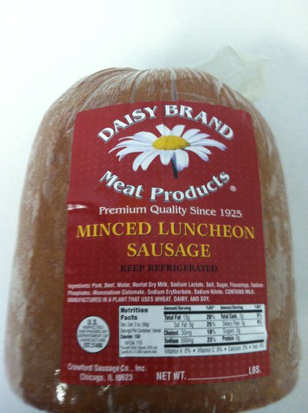 Minced Luncheon Sausage  Prasky, Minced Ham, Daisy Brand 