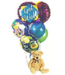 get well bear and balloons