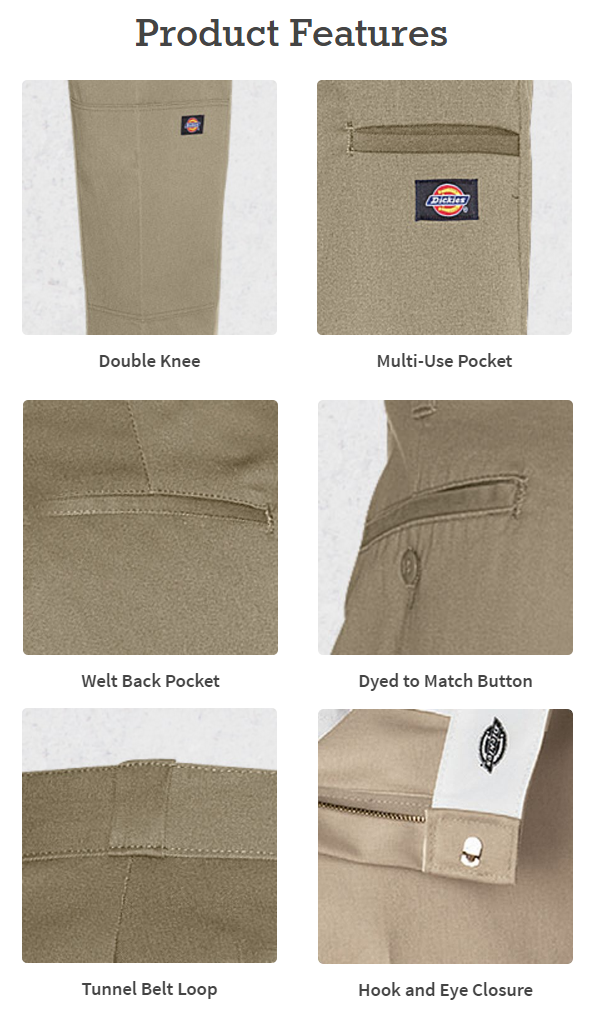 Loose fit double knee dickies pants khaki color style 85283– Destination  Store