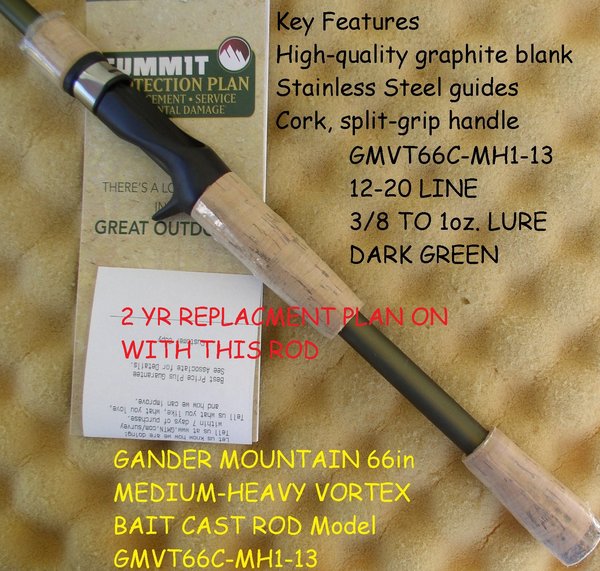 GANDER MOUNTAIN 66in MEDIUM-HEAVY VORTEX BAIT CAST ROD ...