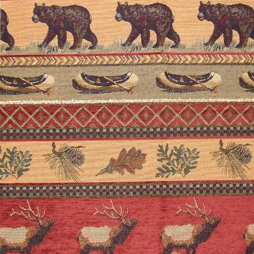 RH Frontier Upholstery Fabric elk bear canoe pinecone Otter Lake