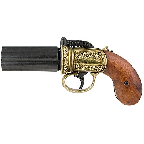 1840 British Pepperbox Revolver - Brass 