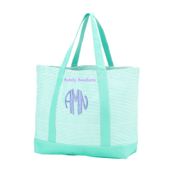 Pinstripe Tote | Subtly Southern - Personalized Items - Monograms ...