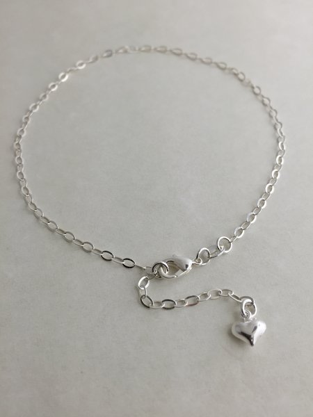 925 Sterling Silver Puffed Heart Anklet Multiple Sizes | Beach City ...